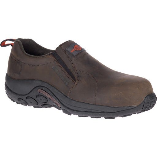 Merrell Men's J099319 Brown Jungle Moc Composite Toe Slip Resistant Slip On Work Shoe