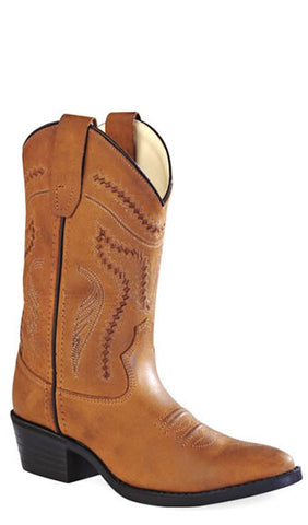 Old West Youths J Toe Western Boots - Light Distress Brown 8124
