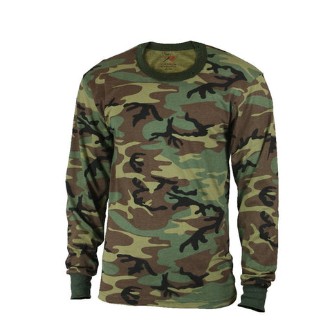 Rothco Shirts: Kids Camo Long Sleeve T-Shirt - Woodland