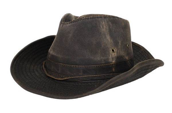 Dorfman-Pacific Weathered Cotton Outback Hat With Chin Cord