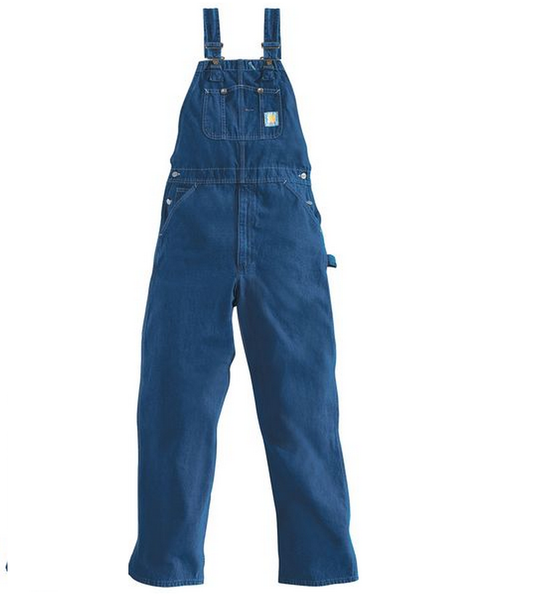 Carhartt Overalls: Washed Cotton Denim Bib Overalls Unlined Darkstone